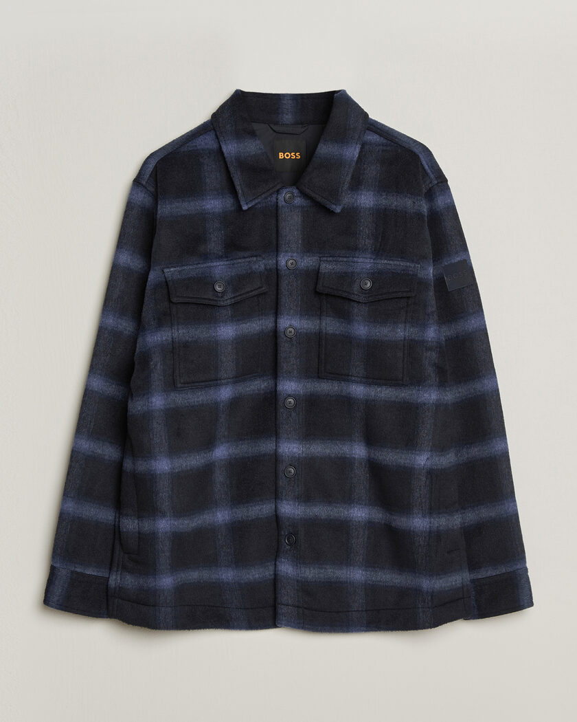 BOSS ORANGE Losky Flannel Checked Overshirt Dark Blue – Bleu