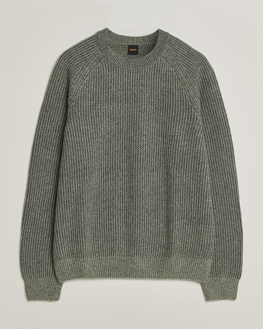 BOSS ORANGE Kepler Wool Knitted Sweater Open Green – Vert