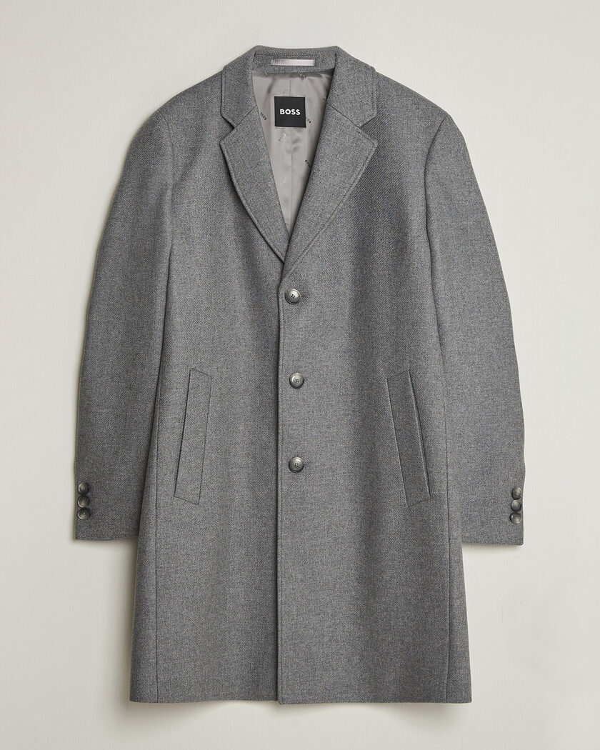 BOSS BLACK Hyde Wool Coat Medium Grey – Gris