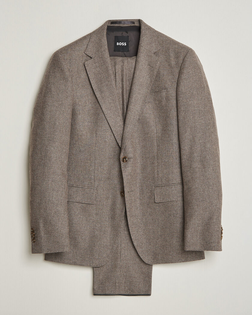 BOSS BLACK Huge Wool Pepita Suit Dark Brown – Marron