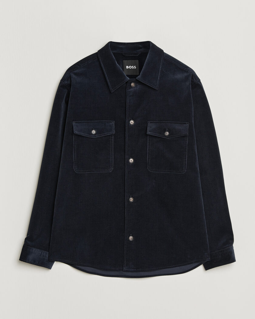 BOSS BLACK Carper Corduroy Overshirt Dark Blue – Bleu