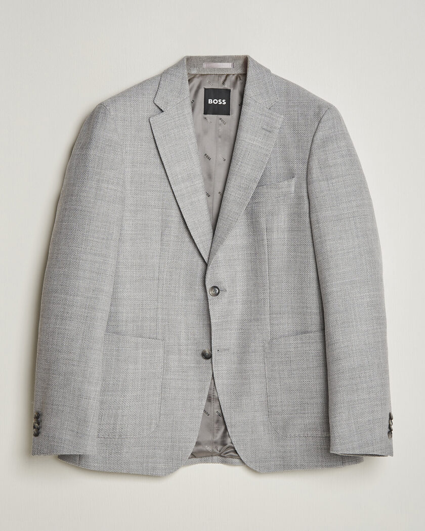 BOSS BLACK Hutson Wool Patch Pocket Blazer Light Grey – Gris
