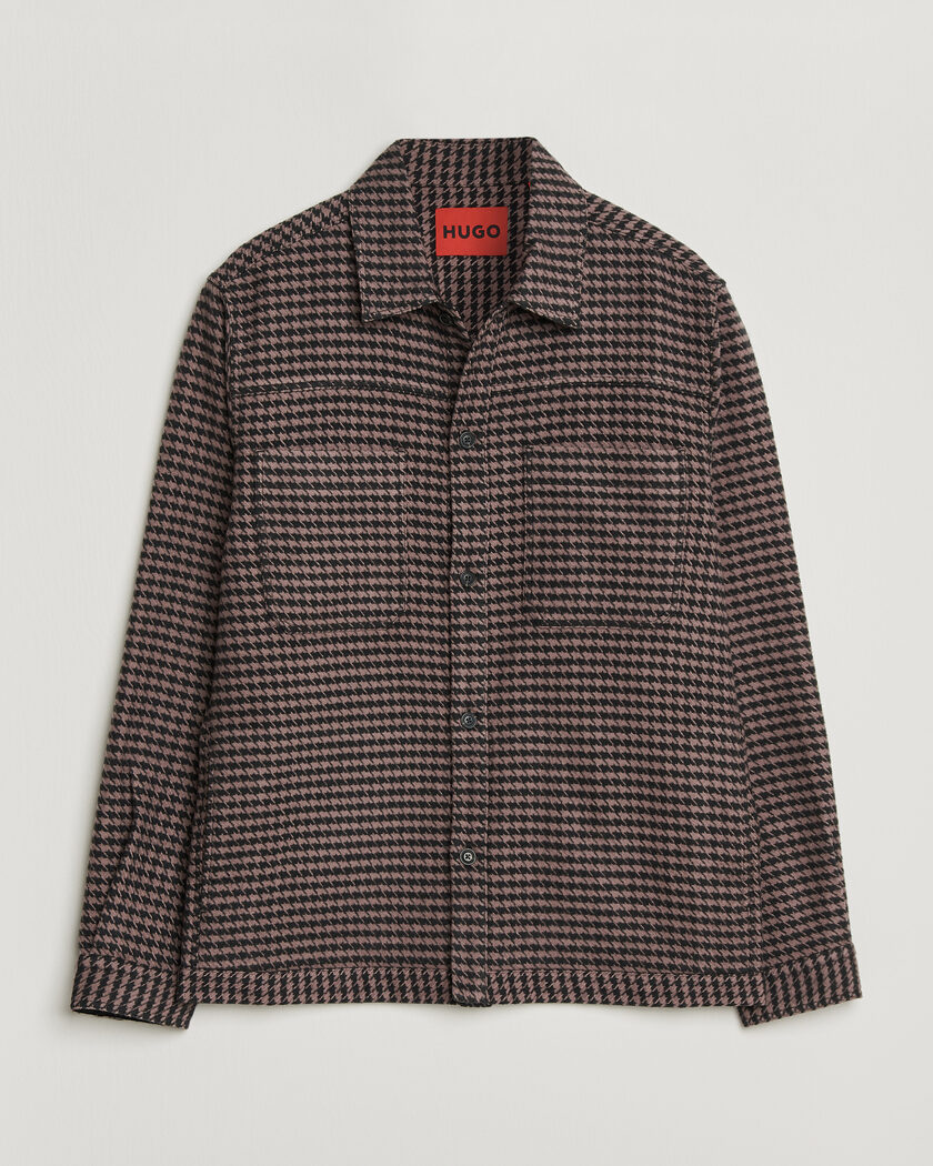HUGO Eniri Houndstooth Overshirt Copper Brown – Marron