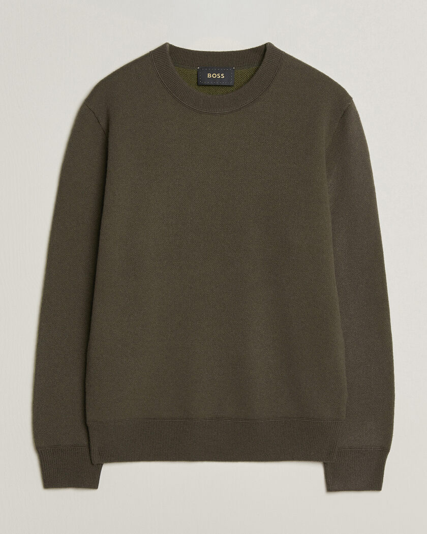 BOSS CAMEL Farrison Cashmere Knitted Sweater Open Green – Vert