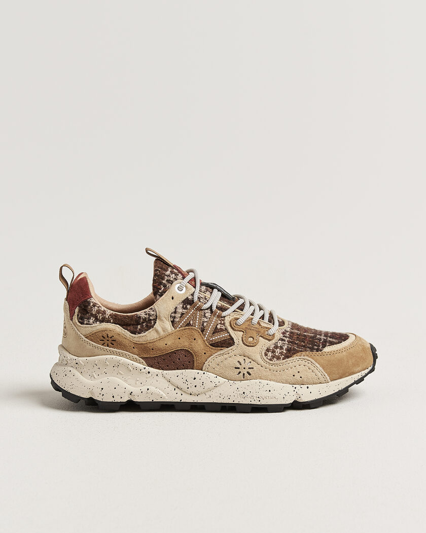 Flower Mountain Yamano 3 Suede/Wool Check Sneaker Brown – Marron