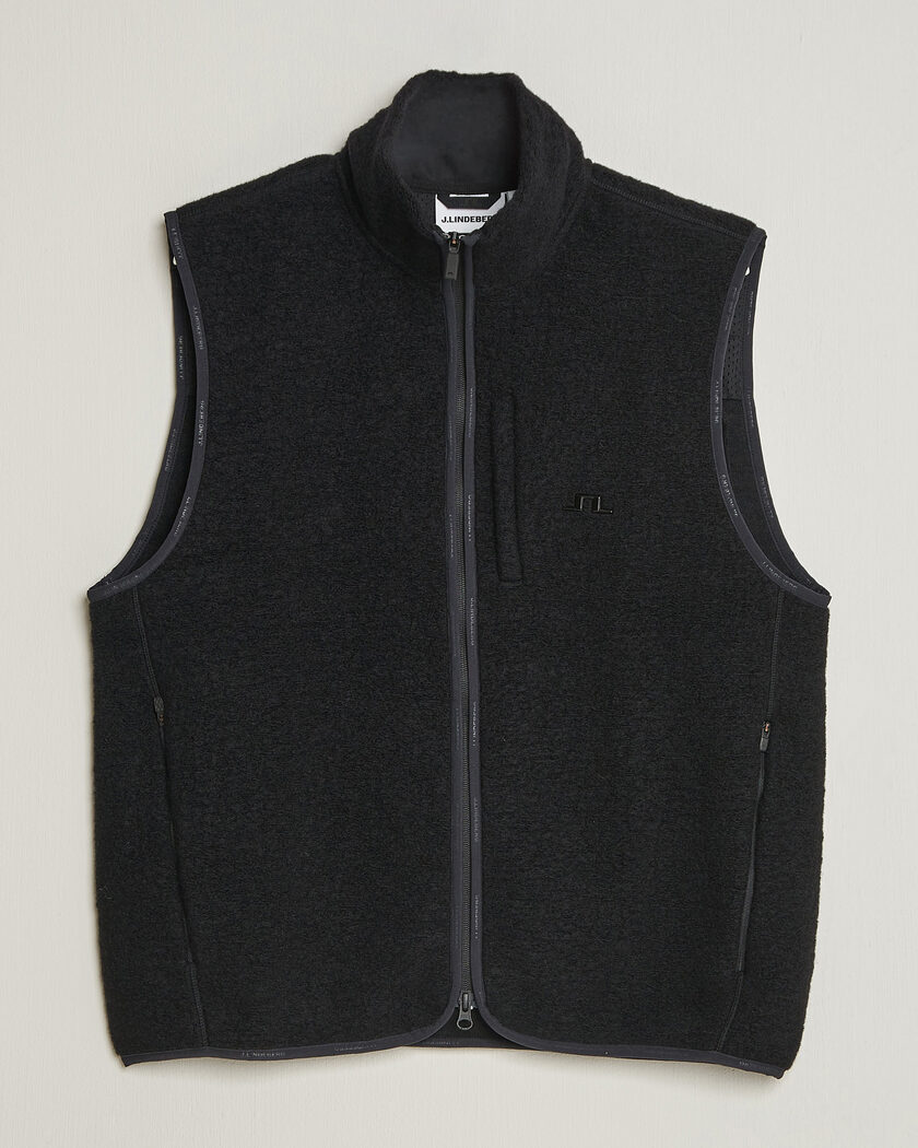 J.Lindeberg Duncan Wool Fleece Vest Black – Noir