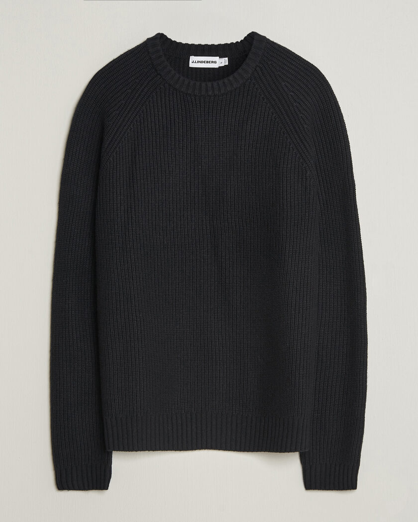 J.Lindeberg Hallow Wool Blend Knitted Sweater Black – Noir