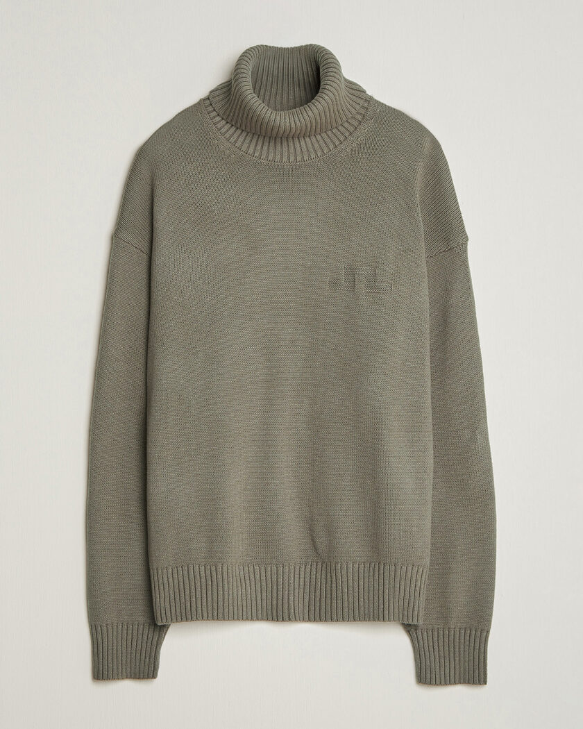 J.Lindeberg Eddy Wool/Cotton Knitted Turtleneck Brindle – Vert