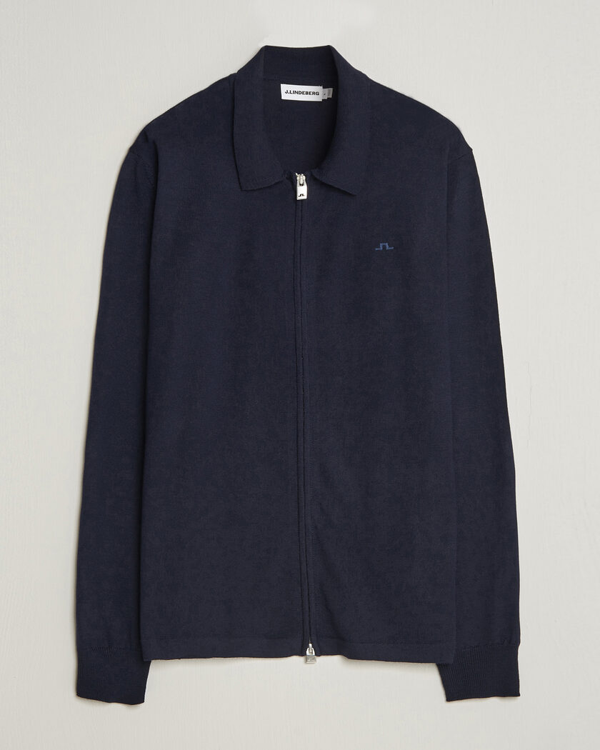 J.Lindeberg Kaleb Merino Full Zip JL Navy – Bleu