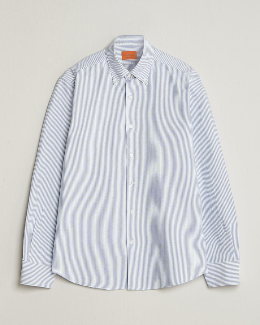 Grigio Oxford Button Down Shirt Light Blue Stripe – Bleu