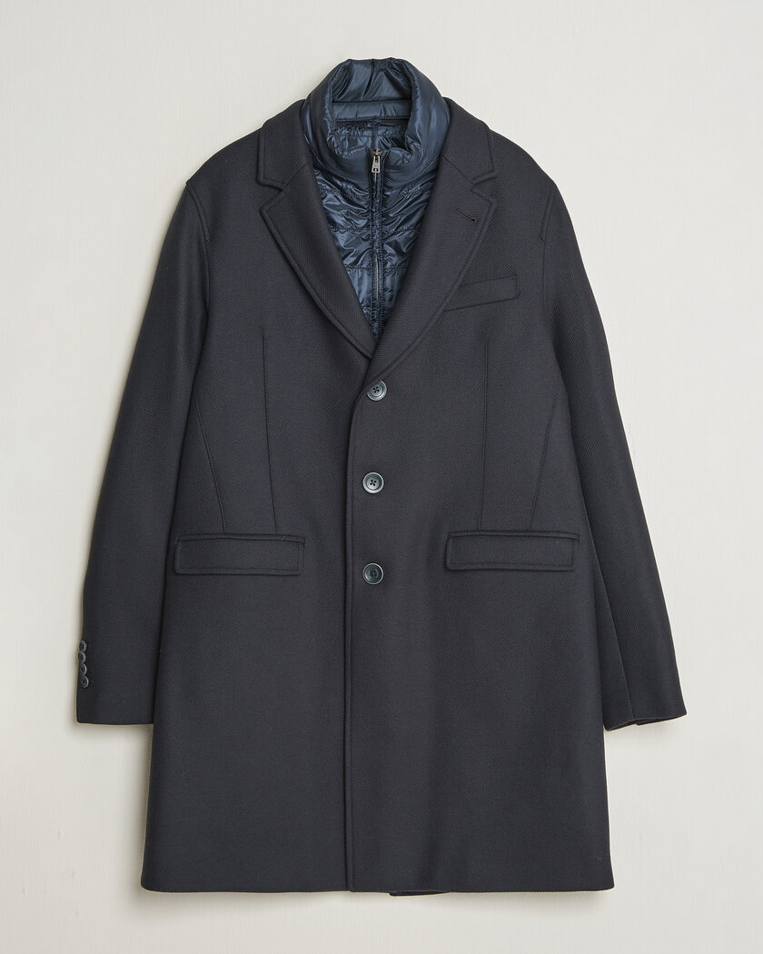 Herno Wool Zip Coat Navy – Bleu