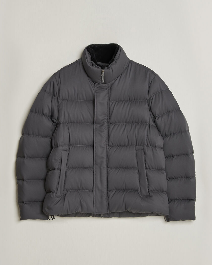Herno Faux Fur Down Jacket Dark Grey – Gris