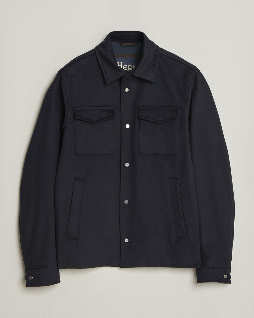 Herno Cashmere Overshirt Navy – Bleu