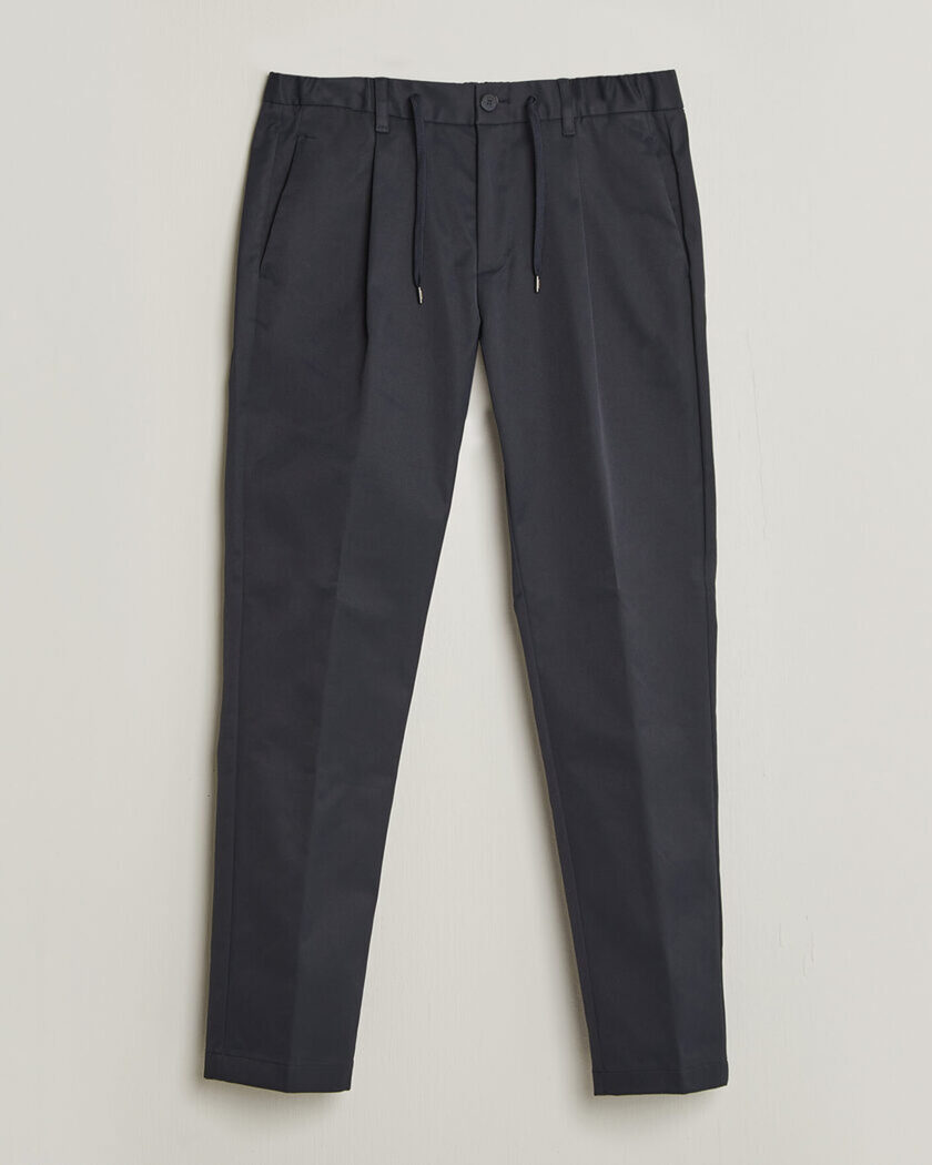 Herno Pleated Technical Cotton Trousers Navy – Bleu