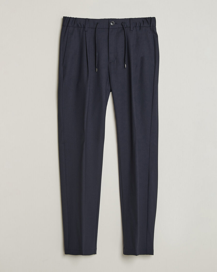 Herno Pleated Wool Trousers Navy – Bleu