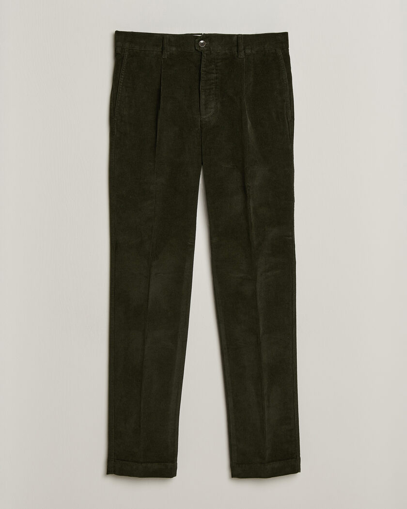 Incotex Regular Fit Washed Corduroy Slacks Forest Green – Vert