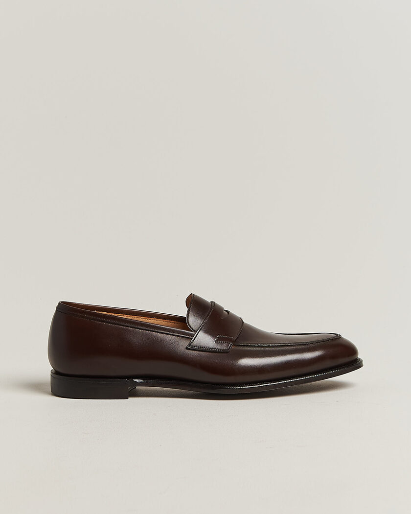 Crockett & Jones Crawford Handgrade Penny Loafer Dk Brown Antique Calf – Marron