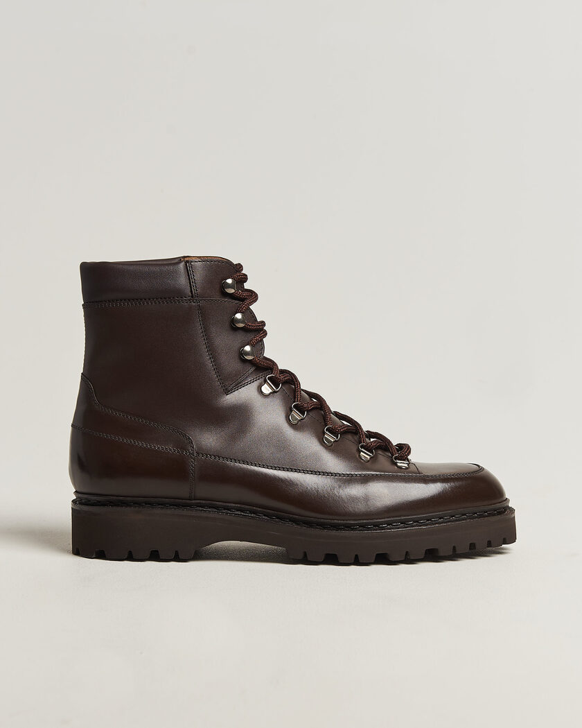 John Lobb Sommet Lace Up Boots Dark Brown Calf – Marron
