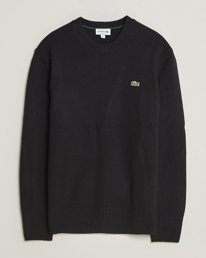 Lacoste Carded Wool Crew Neck Black – Noir