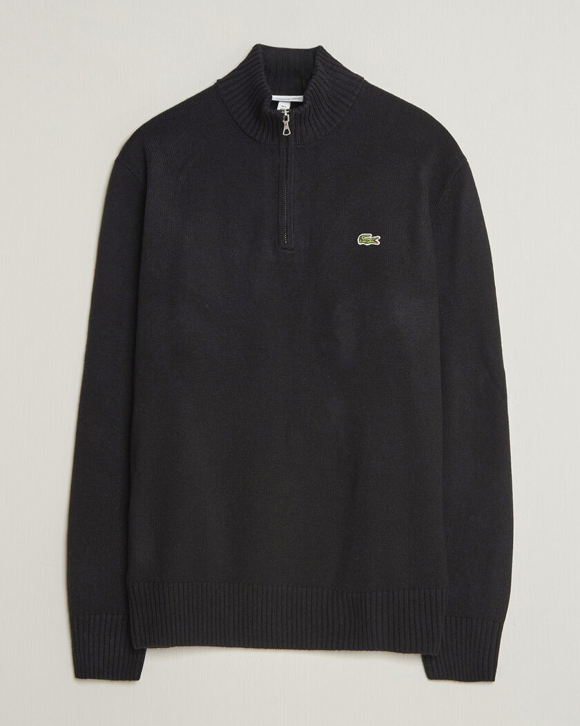 Lacoste Carded Wool Half Zip Black – Noir