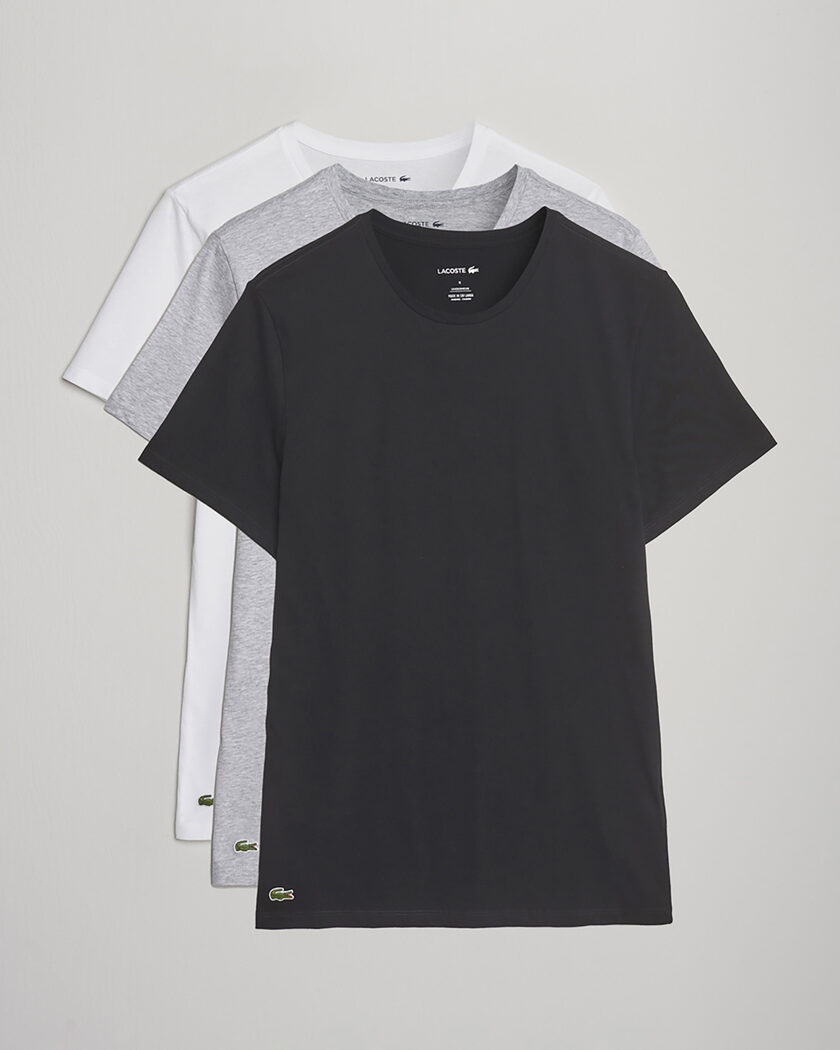 Lacoste 3-Pack Crew Neck T-Shirt White/Grey/Black – Multicolore