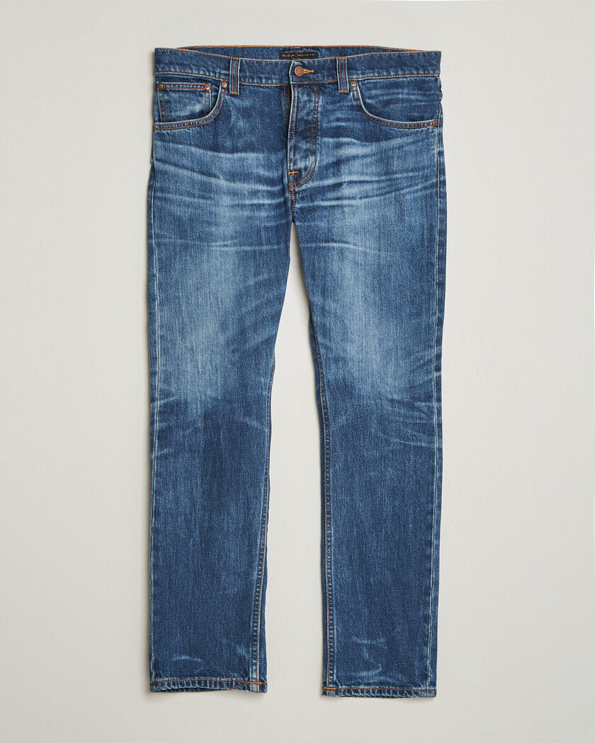 Nudie Jeans Grim Tim Jeans Life Tracks – Bleu