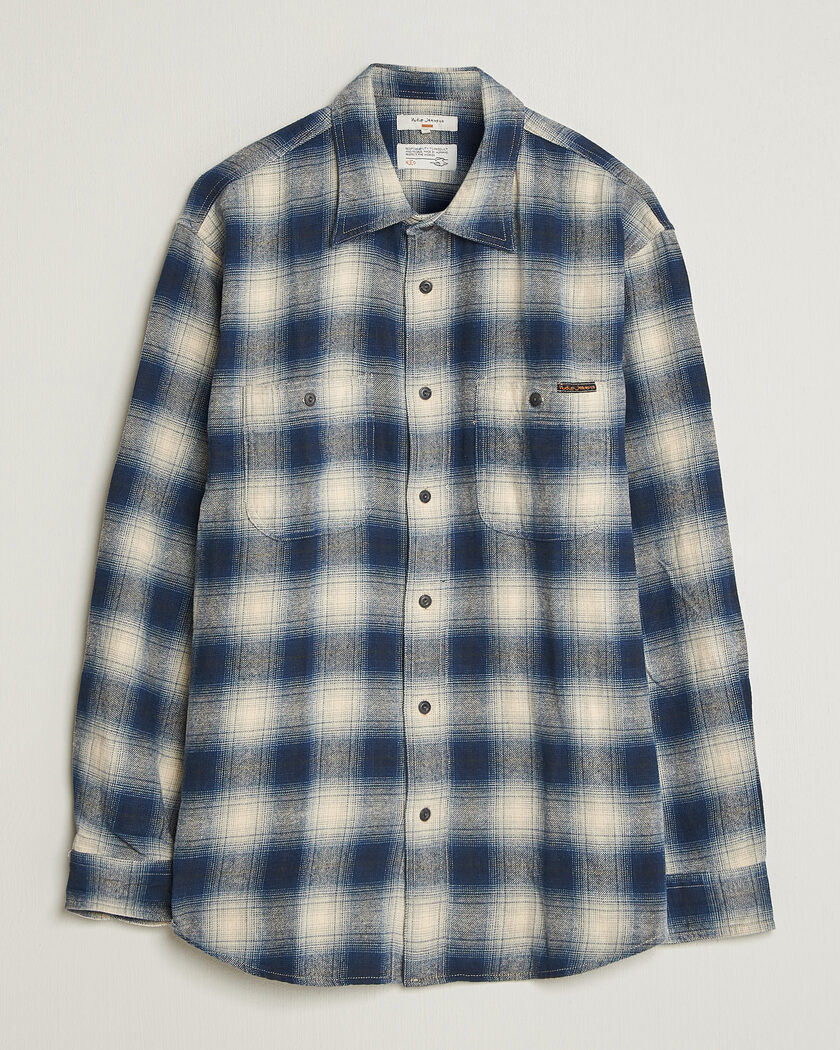 Nudie Jeans Julian Worker Checked Shirt Blue – Bleu