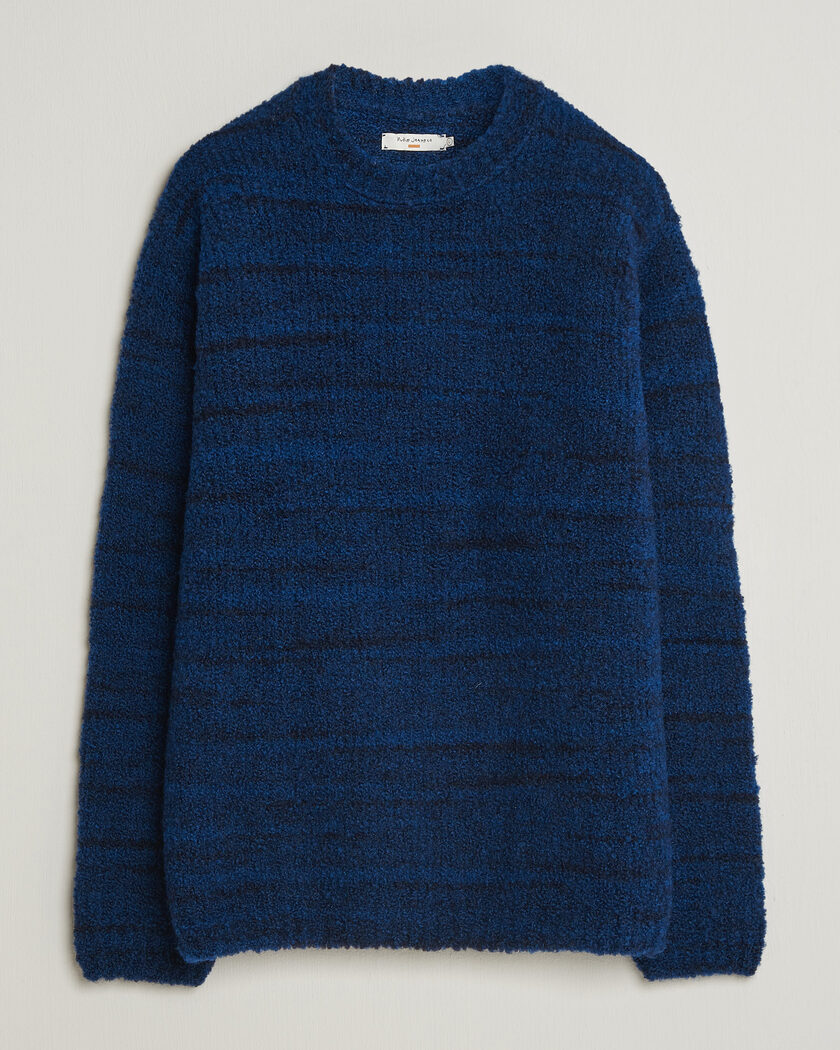 Nudie Jeans Gurra Bouclé Knitted Sweater Blue Multi – Bleu