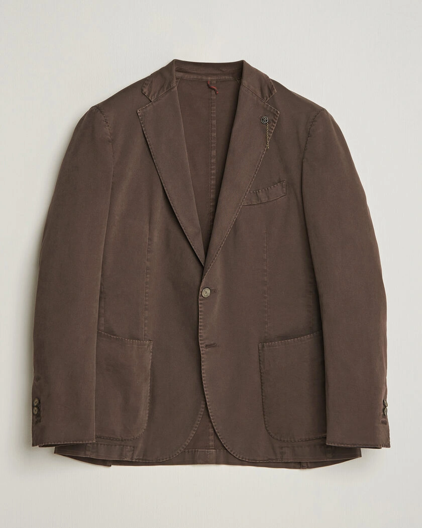 Santaniello Washed Cotton Patch Pocket Blazer Brown – Marron