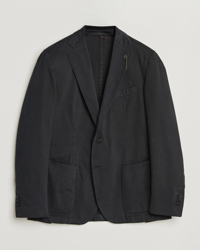 Santaniello Washed Cotton Patch Pocket Blazer Black – Noir