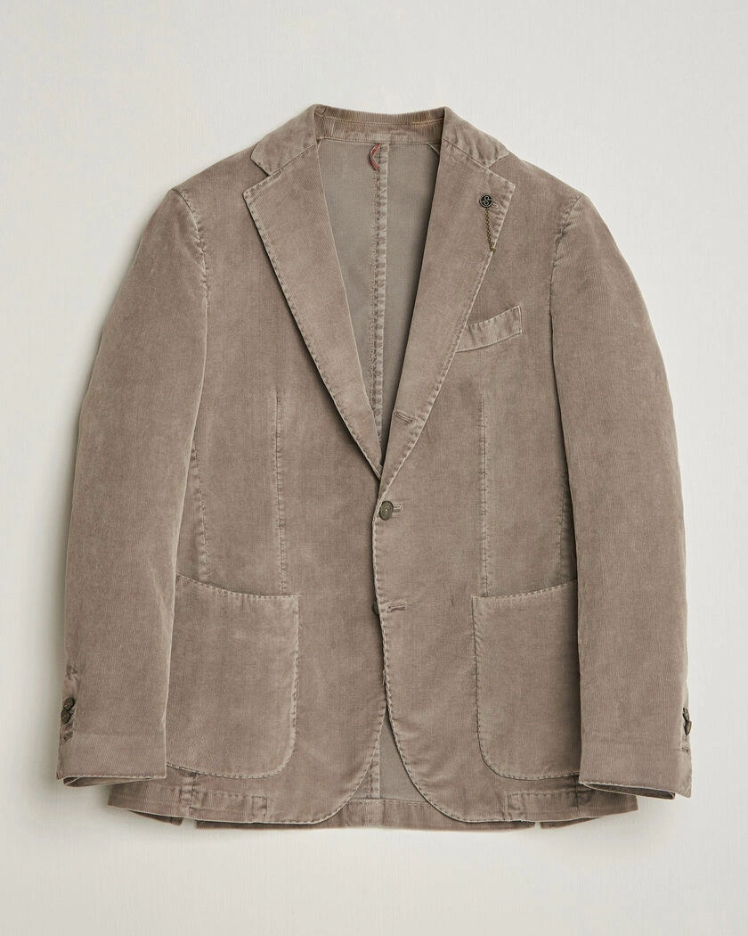  Santaniello Corduroy Patch Pocket Blazer Taupe – Beige