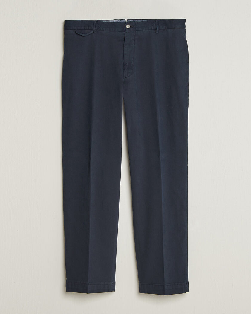 Santaniello Washed Cotton Trousers Navy – Bleu