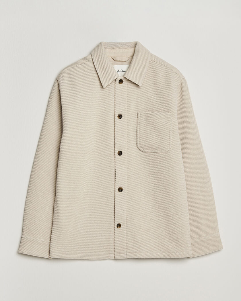 LES DEUX Twill Wool Overshirt Ivory – Blanc