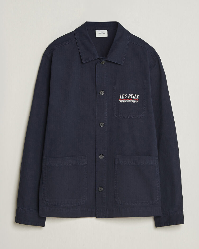LES DEUX Herringbone Artist Overshirt Dark Navy – Bleu
