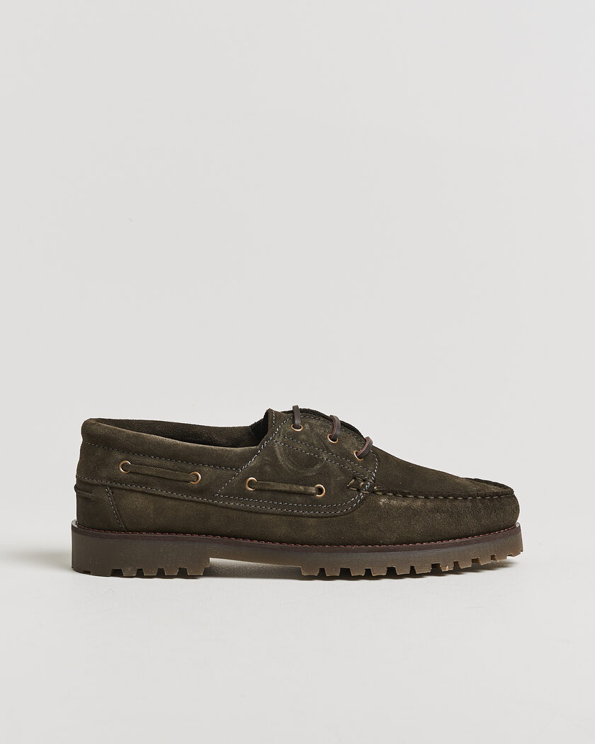 LES DEUX Suede Boatshoe Rosin Green – Vert