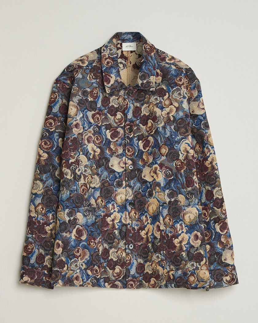 LES DEUX Flower Jaquard Overshirt Blue Multi – Bleu