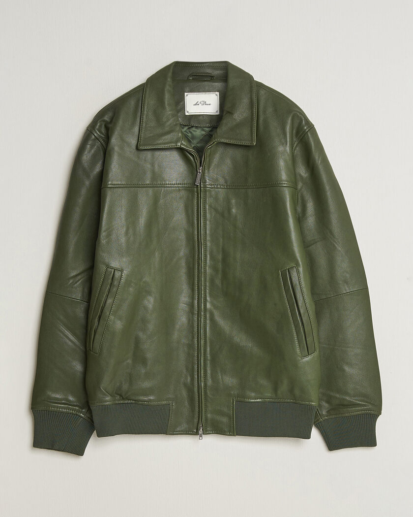 LES DEUX Leather Varsity Jacket Rifle Green – Vert