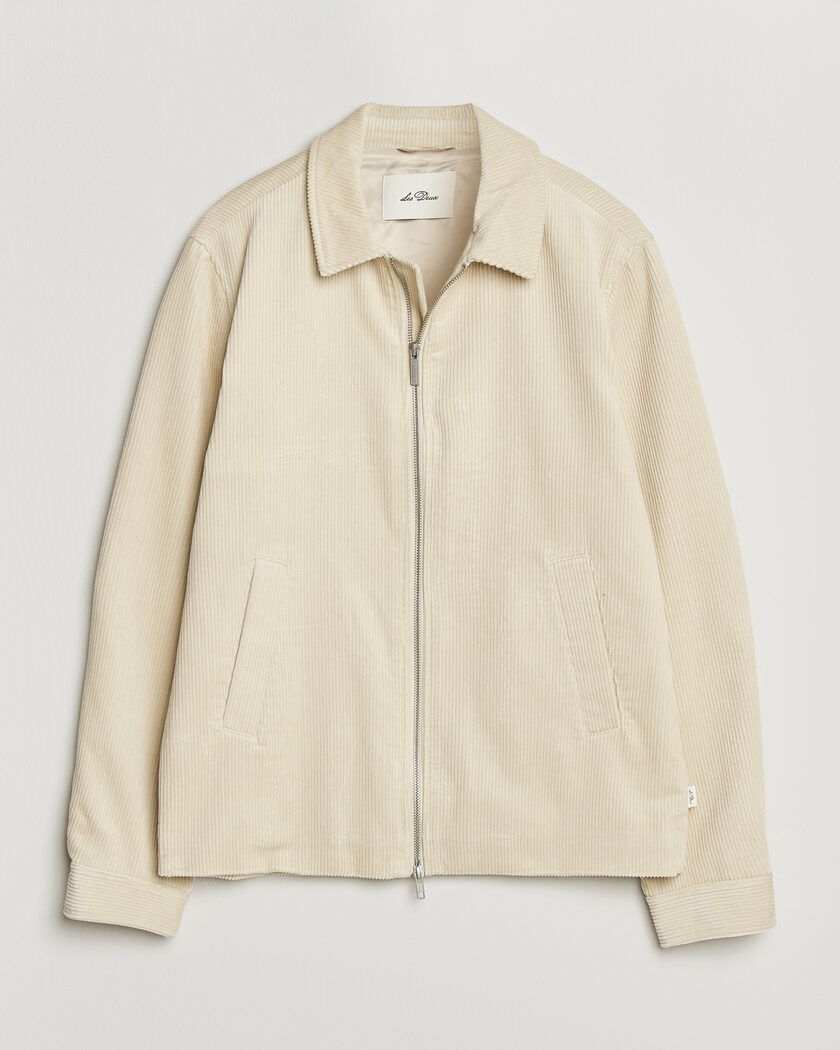 LES DEUX Corduroy Zipper Coach Jacket Ivory – Blanc