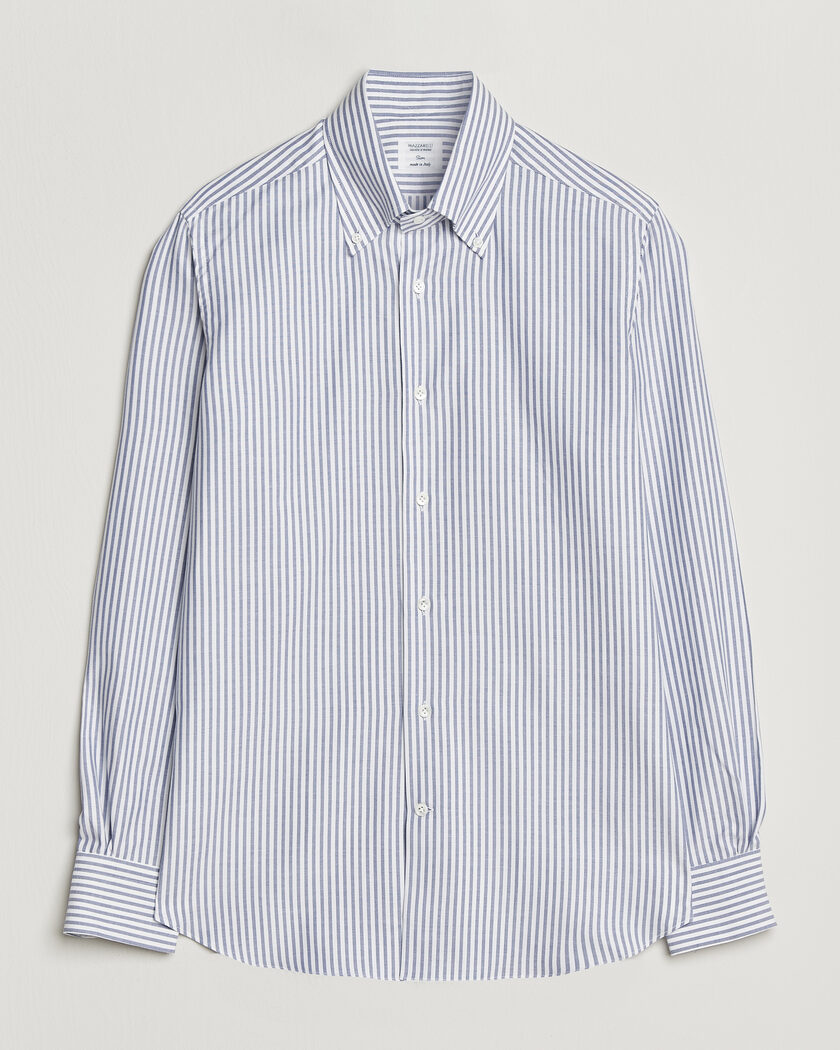 Mazzarelli Soft Oxford Button Down Shirt Blue Stripe – Bleu