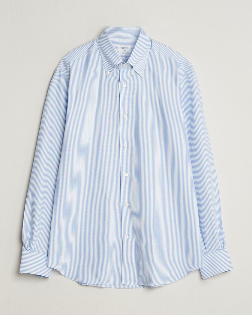 Mazzarelli Soft Oxford Button Down Shirt Light Blue Stripe – Bleu