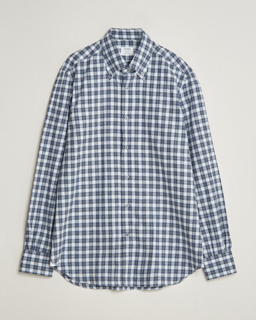 Mazzarelli Soft Flannel Button Down Shirt Navy – Bleu