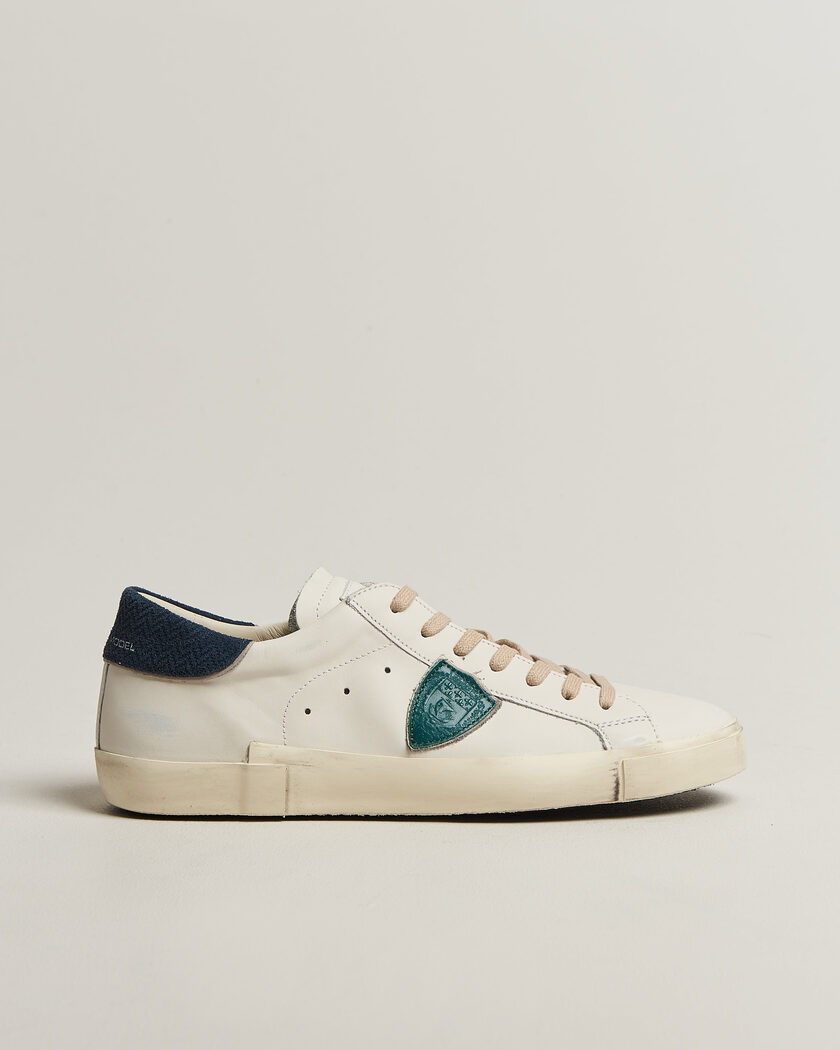 Philippe Model PRSX Low Top Suede Sneaker White/Blue – Blanc