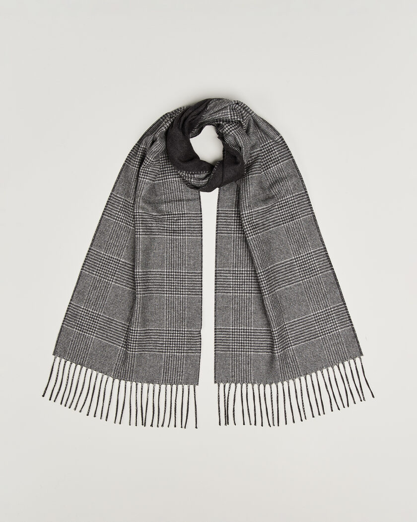 Piacenza Cashmere Cashmere/Silk Glencheck Scarf Grey Melange – Gris