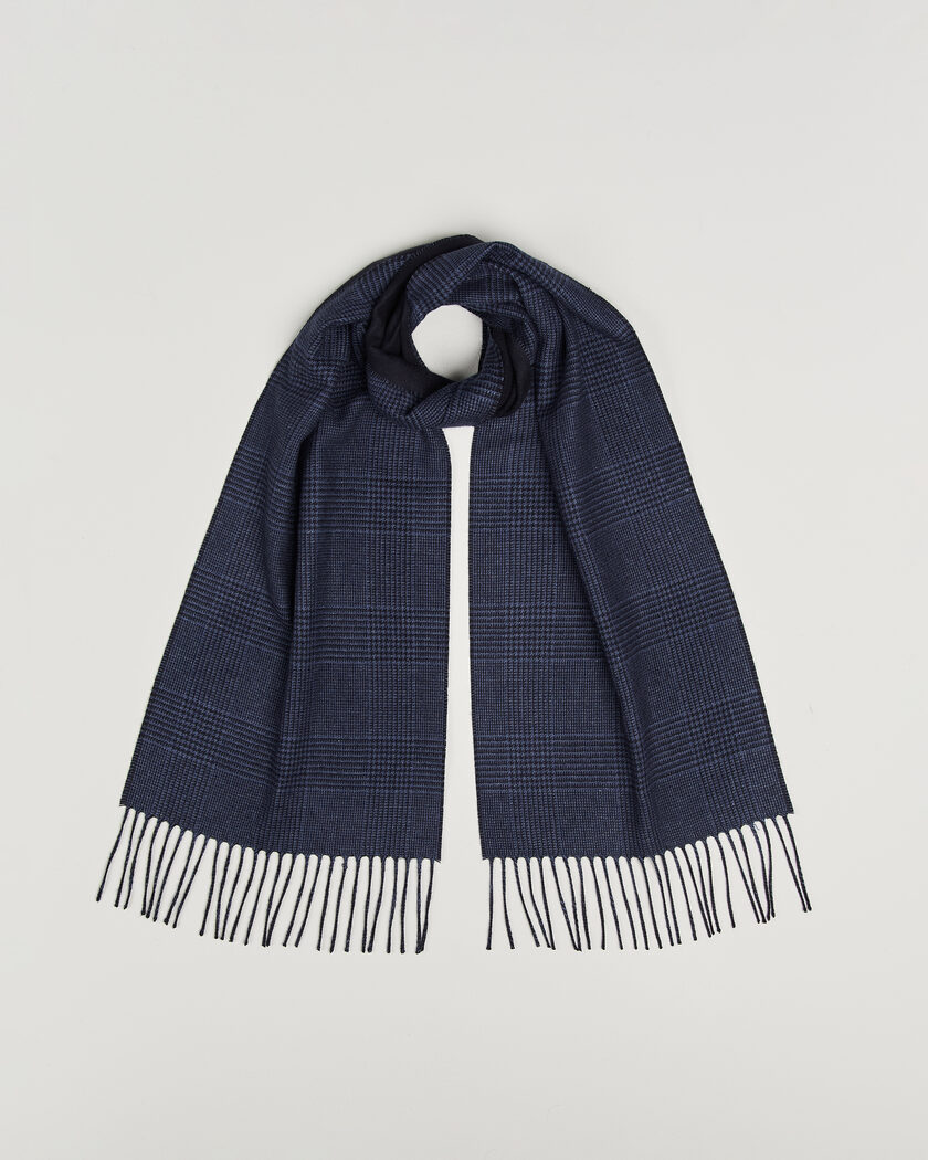 Piacenza Cashmere Cashmere/Silk Glencheck Scarf Navy – Bleu