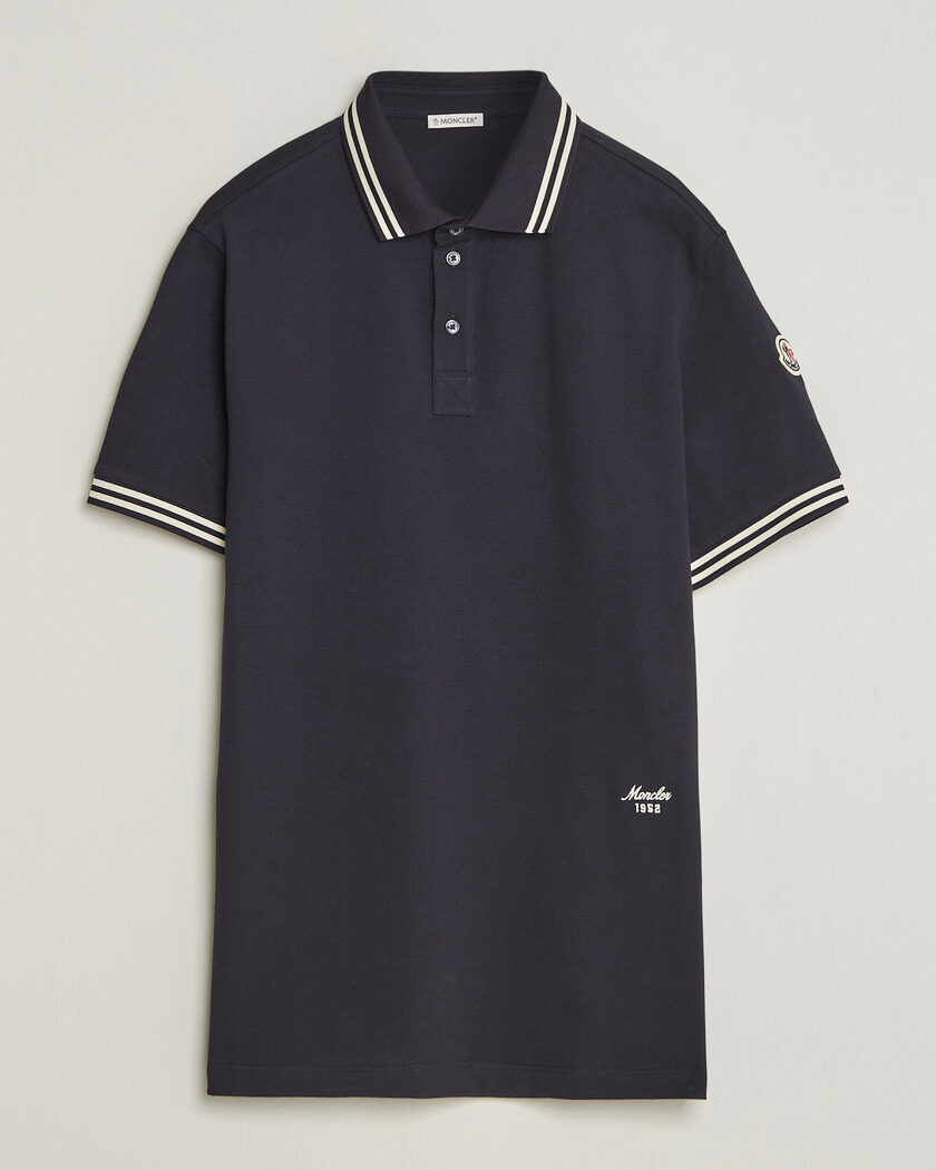 Moncler Contrast Collar Polo Navy – Bleu