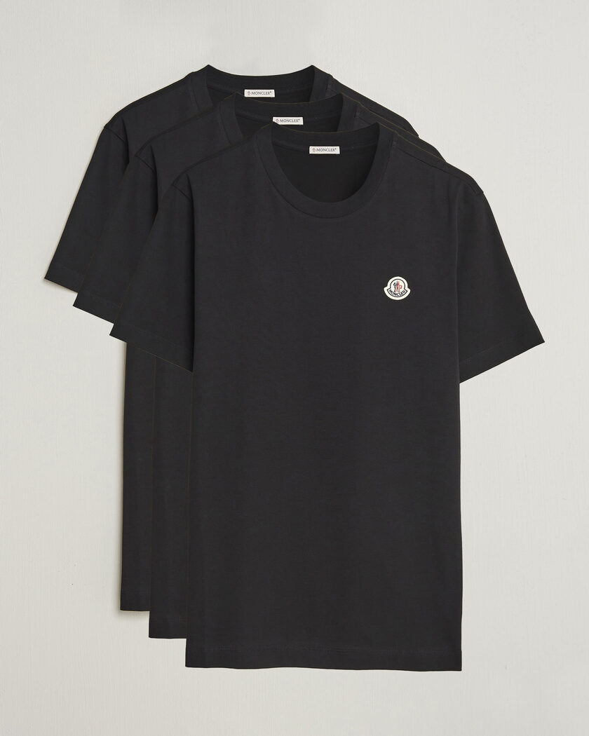 Moncler 3-Pack Logo T-Shirts Black – Noir