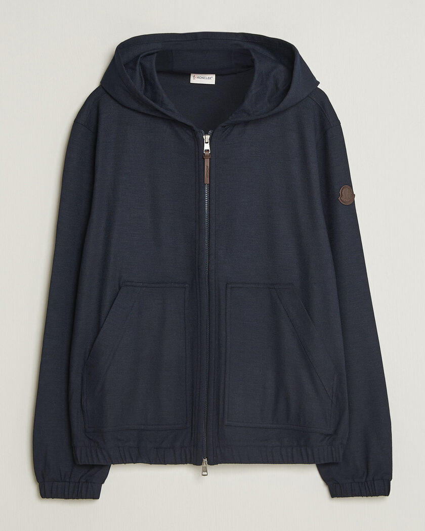 Moncler Full Zip Flannel Hoodie Navy – Bleu