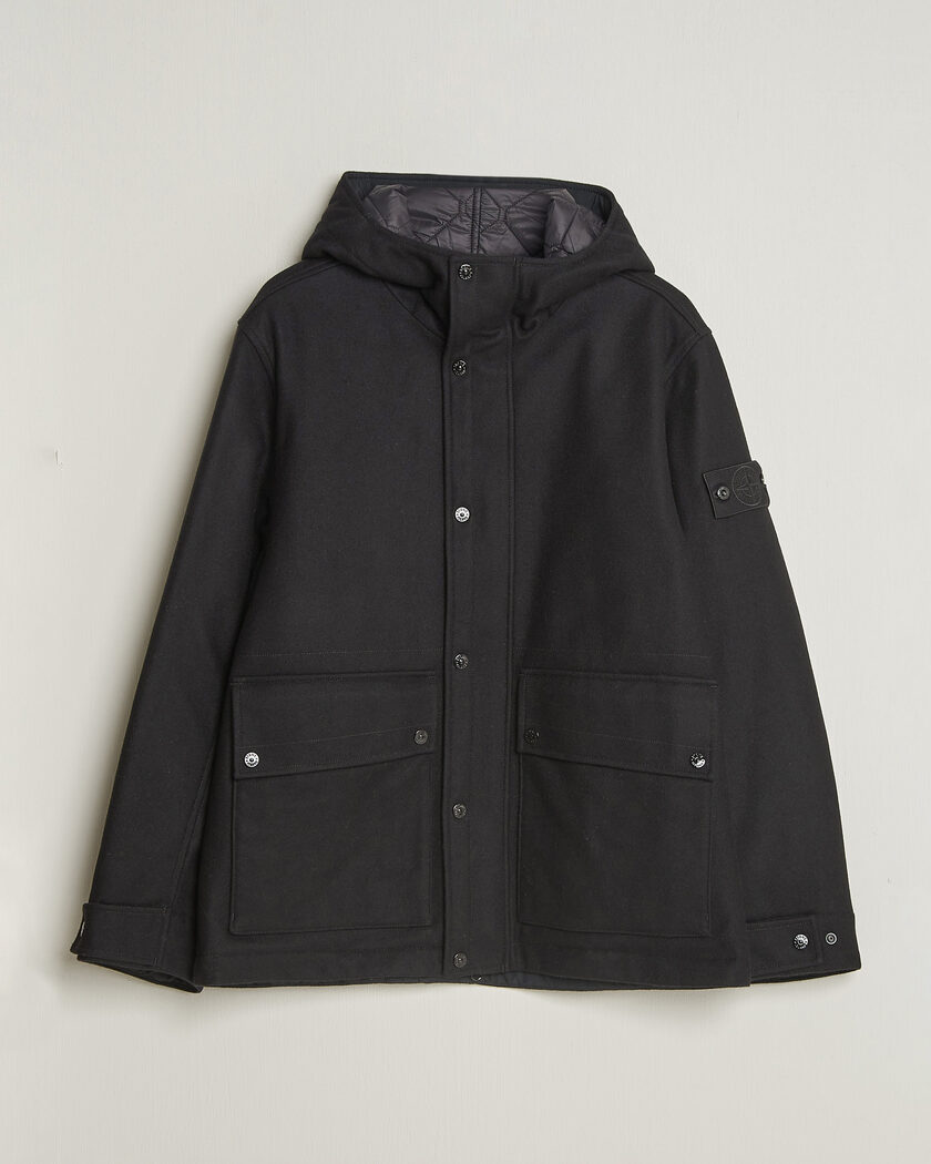 Stone Island Ghost Wool/Nylon Flannel Short Parka Black – Noir