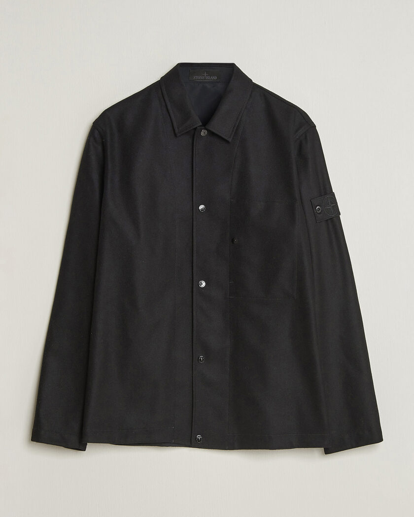 Stone Island Ghost Wool/Nylon Flannel Overshirt Black – Noir