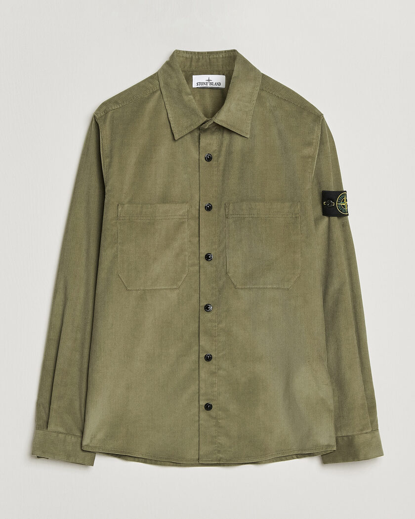 Stone Island Micro Cord Overshirt Miltary Green – Vert